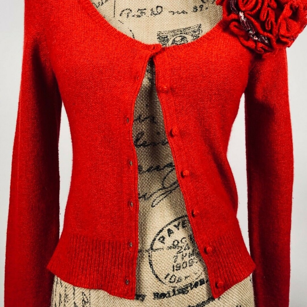 Anthropologie Sleeping on Snow red cardigansweater